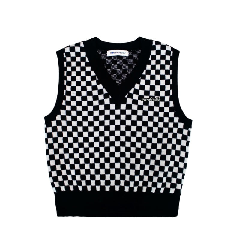 [재입고]Check Knitted Vest 체커보드 베스트 BLACK